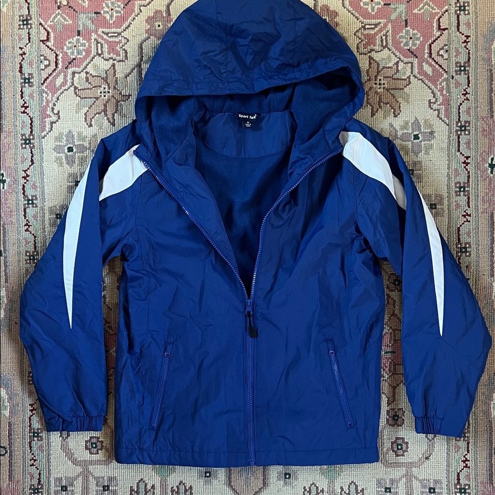 Sport-Tek Royal Blue Hooded Insulated Windbreaker Jacket – Youth Medium | NEW